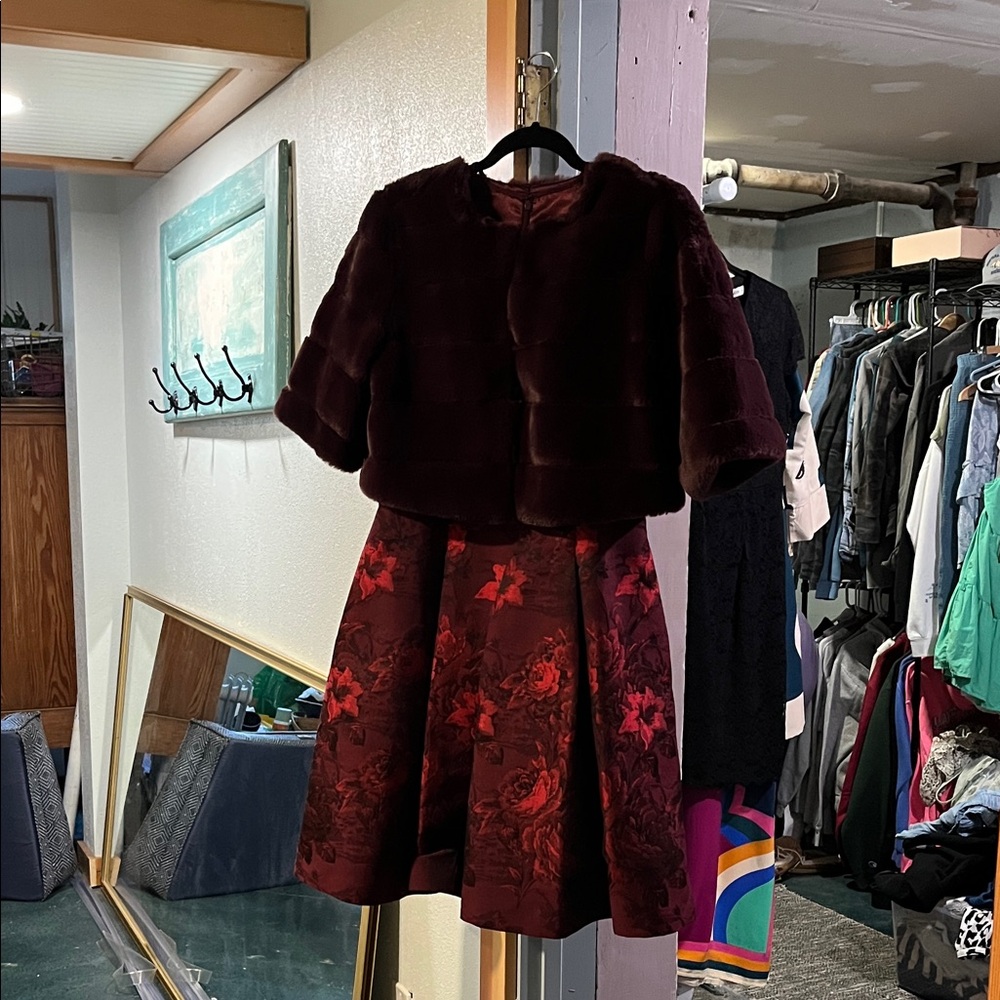 White House Black Market Burgundy Floral Midi Dress